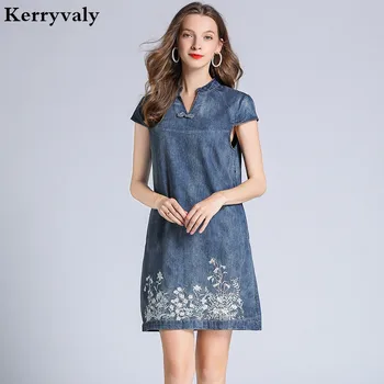New Blue Embroidery Denim Summer Dress Vestidos Casual Mujer 2020 Short Party Dress Robe Moulante Femme Sukienki K6537 
New Blue Embroidery Denim Summer Dress Vestidos Casual Mujer 2020 Short Party Dress Robe Moulante Femme Sukienki K6537