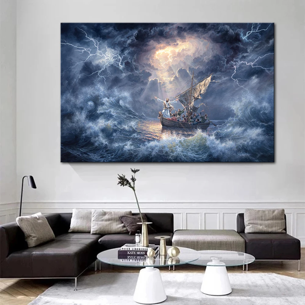 Modern Art Christian Canvas Painting Jesus Sea Boat Posters and Prints Wall Pictures Home Decoration Paintings Living Room Decor
Modern Art Christian Canvas Painting Jesus Sea Boat Posters and Prints Wall Pictures Home Decoration Paintings Living Room Decor