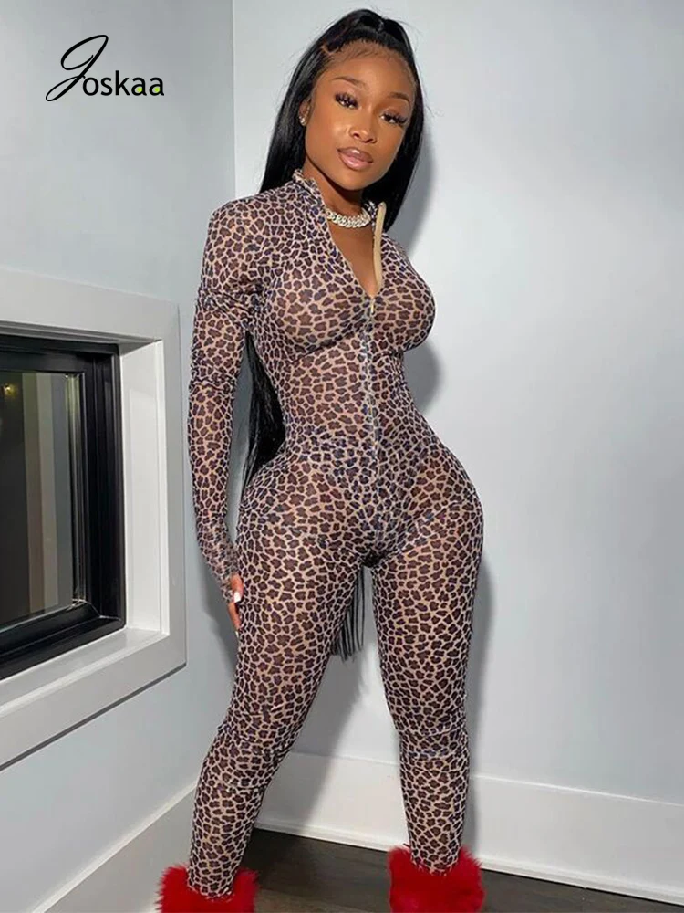 Joskaa Hollow Out Mesh Leopard Print Zip Up Backless Jumpsuits Sheer See Through Autumn Full Sleeve Rompers Night Club Outfits
Joskaa Hollow Out Mesh Leopard Print Zip Up Backless Jumpsuits Sheer See Through Autumn Full Sleeve Rompers Night Club Outfits