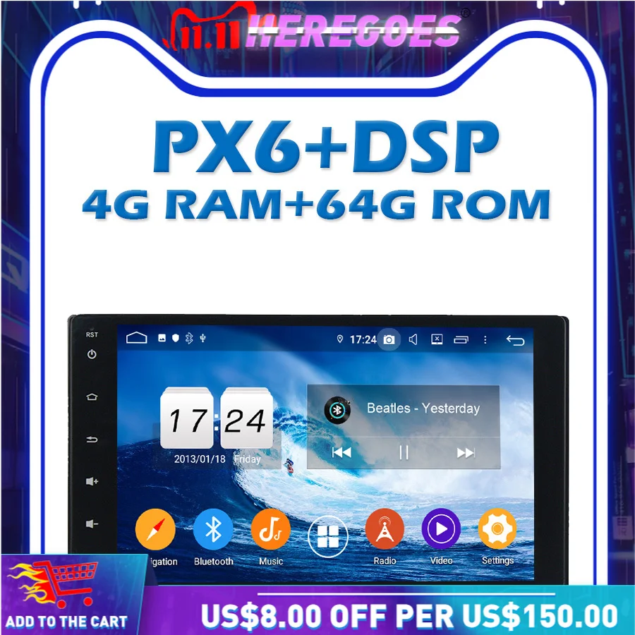 PX6 автомобильный DVD плеер DSP IPS Android 10 0 64 ГБ + 4 аппарат не привязан к оператору