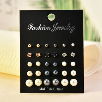 15 Pair/Set Three Color Imitation Pearls Stud Earrings For Women Original DIY Gift Jewelry Gift Crystal Stud Earrings Pendientes
15 Pair/Set Three Color Imitation Pearls Stud Earrings For Women Original DIY Gift Jewelry Gift Crystal Stud Earrings Pendientes