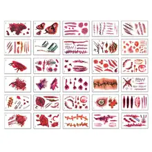 30 hojas de pegatinas de tatuaje Bloody scarce Stickers Funny Scar Sticker Creepy tatuaje Decors para fiesta de cumpleaños de Halloween(China)