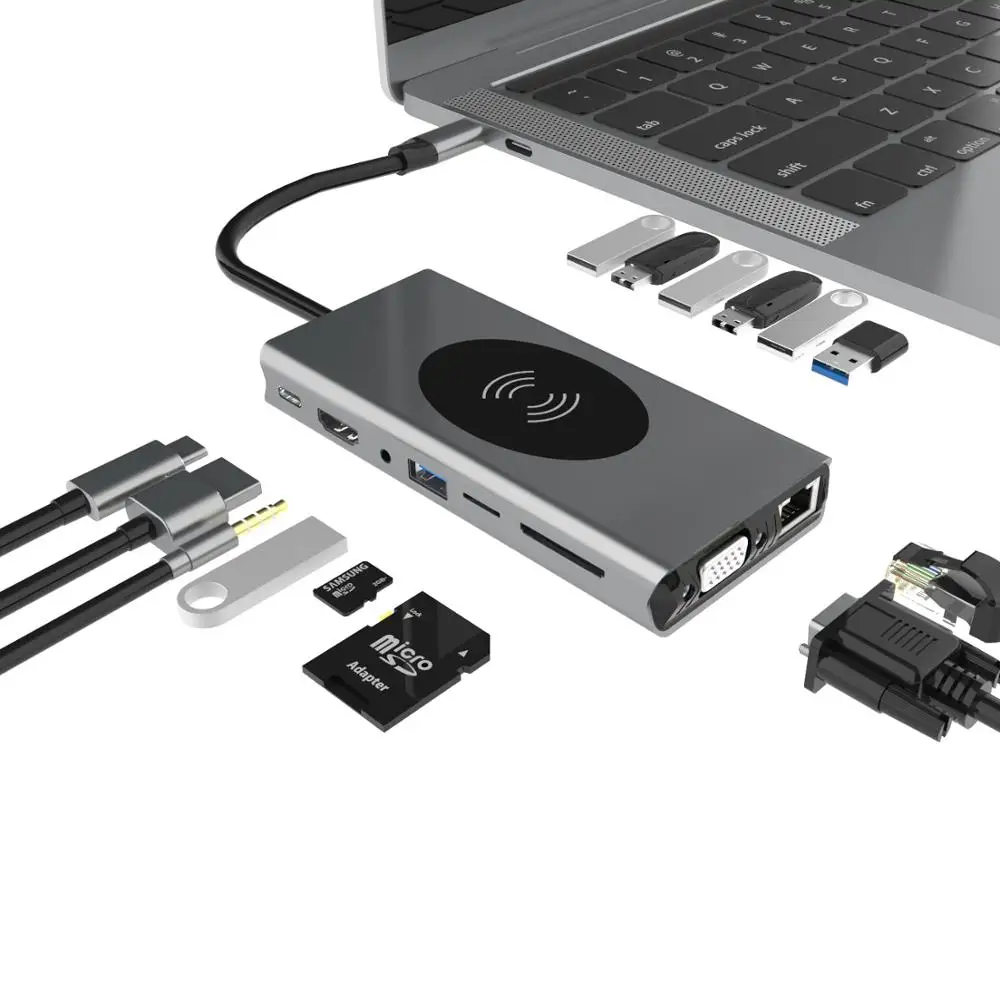 USB C HUB 15 IN 1 Type c Adapter USB C to HDMI 3.5mm Jack Audio SD TF HDMI VGA RJ45 USB3.0 Type c Docking station for MacbookPRO
USB C HUB 15 IN 1 Type c Adapter USB C to HDMI 3.5mm Jack Audio SD TF HDMI VGA RJ45 USB3.0 Type c Docking station for MacbookPRO