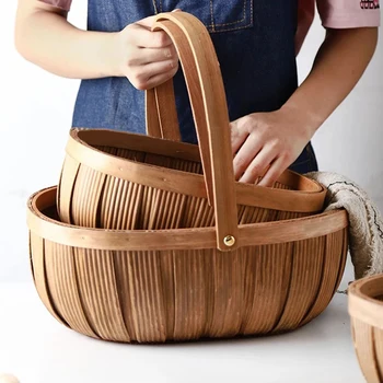 Hand-woven Fruit Basket DIY Wicker Basket Empty Oval Willow Woven Basket Lager Capacity Picnic Basket With Foldable Handle
Hand-woven Fruit Basket DIY Wicker Basket Empty Oval Willow Woven Basket Lager Capacity Picnic Basket With Foldable Handle