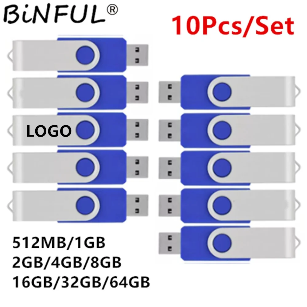 

Binful Pen drive 10pcs/Pack 512mb 1gb 2gb 4gb 8gb 16gb 32gb 64gb Usb Flash Drive Metal Swivel Memory Stick Thumb Drives Gifts