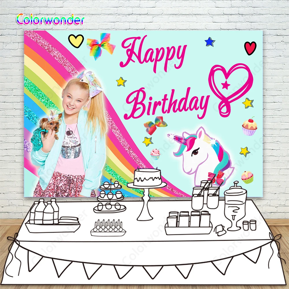 Photography Background JoJo Siwa Theme Birthday Backdrop Glitter Unicorn Sequins Rainbow Backdrop for Girls Party Decor Banner
Photography Background JoJo Siwa Theme Birthday Backdrop Glitter Unicorn Sequins Rainbow Backdrop for Girls Party Decor Banner