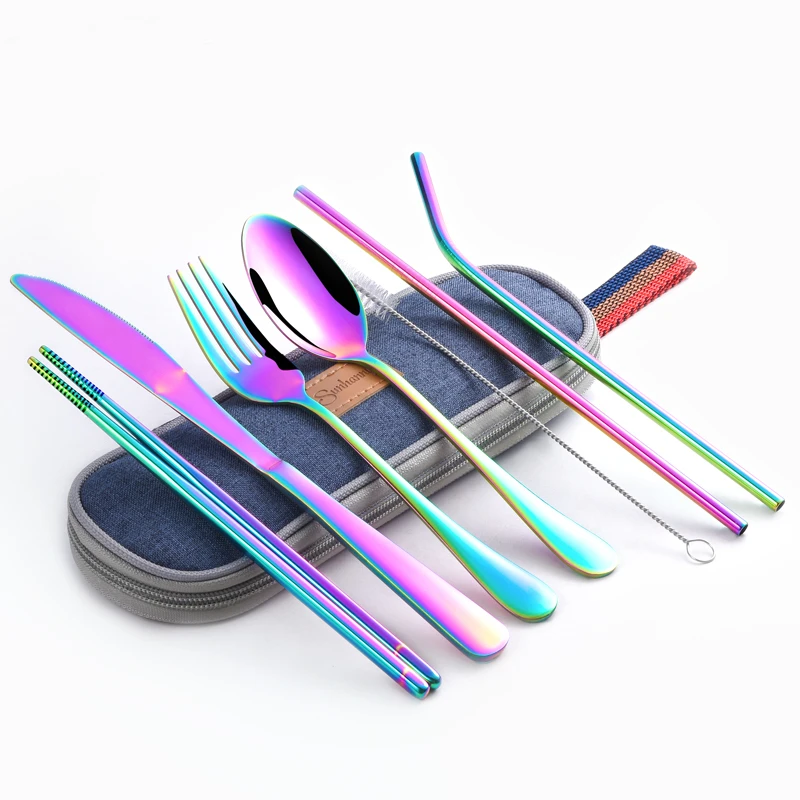 Dinnerware Set Travel Camping Cutlery Set Reusable Silverware with Metal Straw Spoon Fork Chopsticks and Portable Case
Dinnerware Set Travel Camping Cutlery Set Reusable Silverware with Metal Straw Spoon Fork Chopsticks and Portable Case