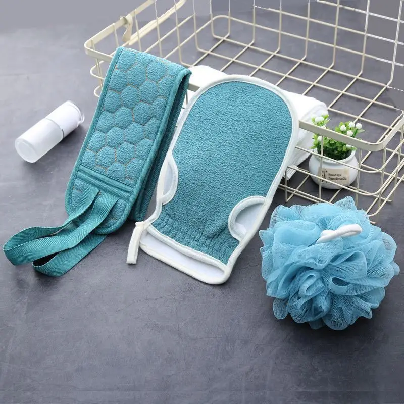 Three-piece bath towel decontamination bath ball set, pull back with back wiping towel, bath scrubbing gloves, back scrubber
Three-piece bath towel decontamination bath ball set, pull back with back wiping towel, bath scrubbing gloves, back scrubber