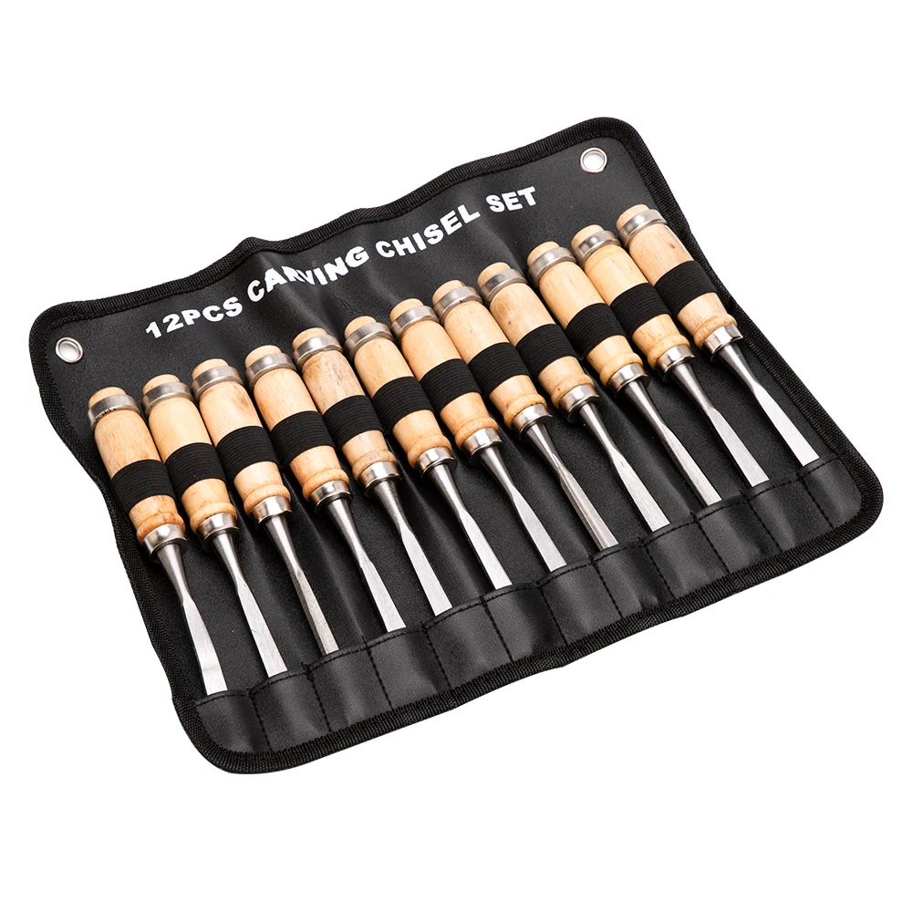 12Pcs/set Manual Wood Carving Hand Chisel Tool Set Woodpecker DIY Hand Tools Woodcut Knife Tool Set Woodworking