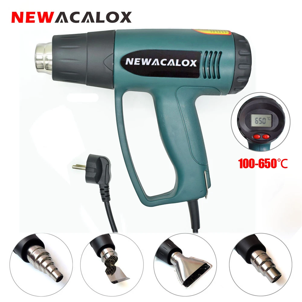 NEWACALOX ЕС 220V 2000W ЖК дисплей Дисплей горячий воздух пистолет Температура