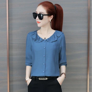 Women Spring Summer Style Chiffon Blouses Shirts Lady Casual Long Sleeve O-Neck Red Green Blue Chiffon Blusas Tops DF3142
Women Spring Summer Style Chiffon Blouses Shirts Lady Casual Long Sleeve O-Neck Red Green Blue Chiffon Blusas Tops DF3142