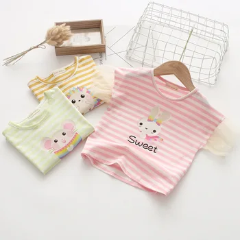 2020 Summer Girl's Cartoon Cartoon Letter Printing Striped Children's Short-Sleeved T-shirt
2020 Summer Girl's Cartoon Cartoon Letter Printing Striped Children's Short-Sleeved T-shirt