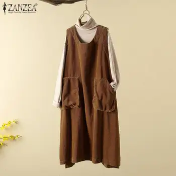 Summer Solid Corduroy Dress ZANZEA Women Casual Strappy Overalls Vintage Suspenders Sundress Tank Vestidos Female Tunic Robe 7
Summer Solid Corduroy Dress ZANZEA Women Casual Strappy Overalls Vintage Suspenders Sundress Tank Vestidos Female Tunic Robe 7