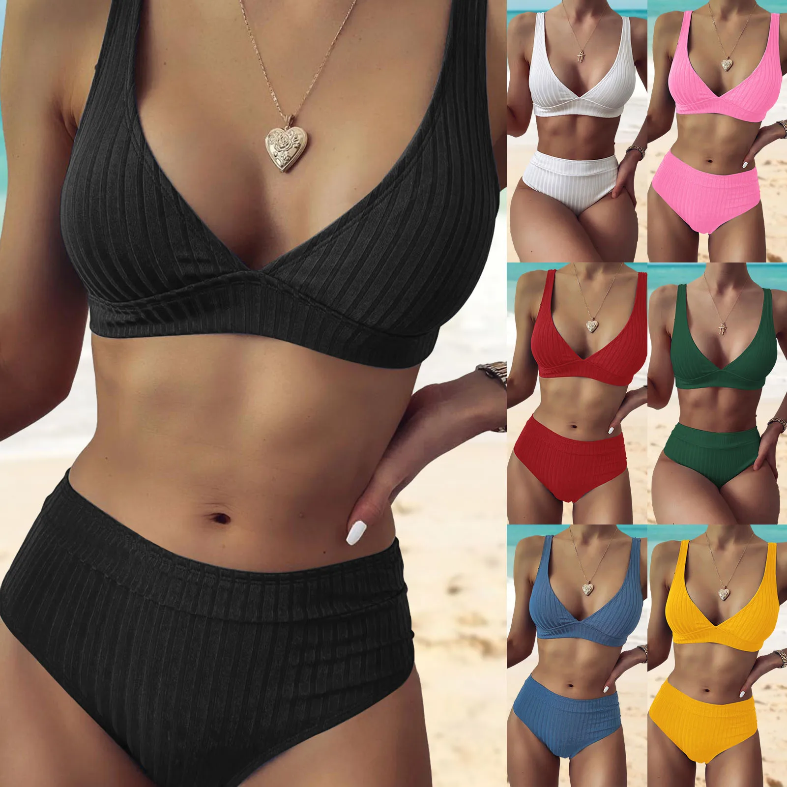 Fashionable Women Sexy Bikini Set Elegant Push-up Thickening Swimsuit High Waist Panties Triangle Bra Swimsuit
Fashionable Women Sexy Bikini Set Elegant Push-up Thickening Swimsuit High Waist Panties Triangle Bra Swimsuit