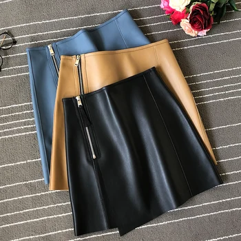 Chic women's high quality sheepskin leather mini skirts Brand new design genuine leather rregular skirt B142 
Chic women's high quality sheepskin leather mini skirts Brand new design genuine leather rregular skirt B142
