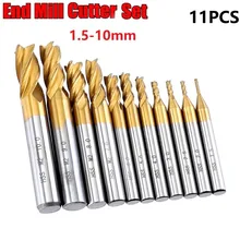 11pcs End Milling Cutter Set For Milling Machine 1.5-10mm Titanium Coating HSS 4 Flute Metric 6/10mm Shank Electric Tools
11pcs End Milling Cutter Set For Milling Machine 1.5-10mm Titanium Coating HSS 4 Flute Metric 6/10mm Shank Electric Tools