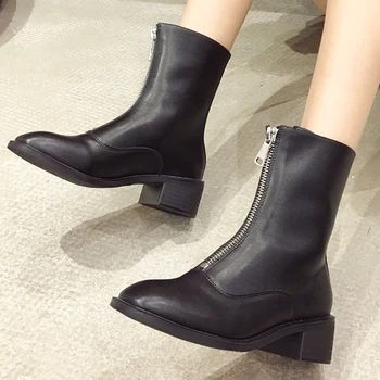 Front Zipper Short Boots Women Autumn And Winter New British Style Wild Black Boots Martin High Quality Women Dropship
Front Zipper Short Boots Women Autumn And Winter New British Style Wild Black Boots Martin High Quality Women Dropship