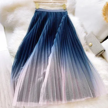 Gradient Color Maxi Long Tulle Skirt Women Summer High Waist A Line Mesh Tutu Skirt Fairy Female Elegant Patchwork Pleated Skirt
Gradient Color Maxi Long Tulle Skirt Women Summer High Waist A Line Mesh Tutu Skirt Fairy Female Elegant Patchwork Pleated Skirt