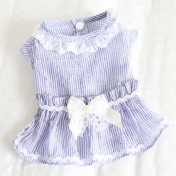 Spring and Summer Newest Style Vertical Striped Design Flounced Blue Color Skirt Fashion Dress Dog Clothes Pet Skirt
Spring and Summer Newest Style Vertical Striped Design Flounced Blue Color Skirt Fashion Dress Dog Clothes Pet Skirt