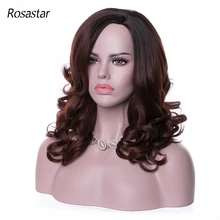 

Rosastar Medium Length Black to Auburn Ombre Water Wavy Natual Heat Resistant Synthetic Hair Wigs For Women For Any Occasion