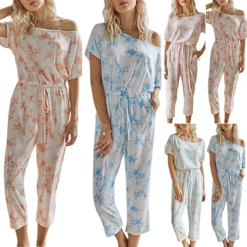 Women Summer Tie Dye Print Bodysuit Casual Short Sleeves O-Neck Nightgown One Shoulder Onesies Pyjamas Set
Women Summer Tie Dye Print Bodysuit Casual Short Sleeves O-Neck Nightgown One Shoulder Onesies Pyjamas Set