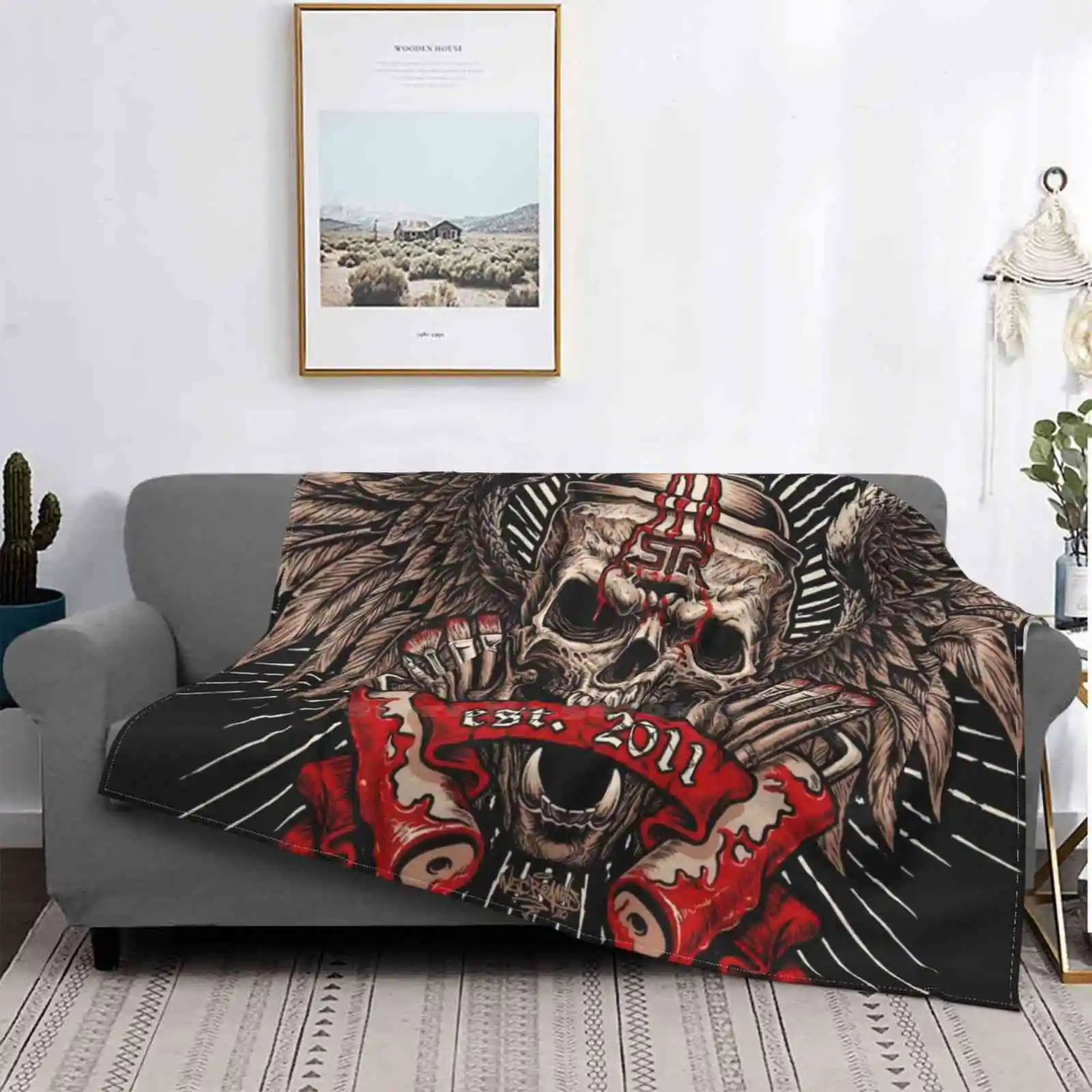 

Винтажное супермягкое теплосветильник тонкое одеяло с черепом в стиле граффити креативное художественное городское стильное модное молодежное художественное одеяло для мотоциклистов роспись