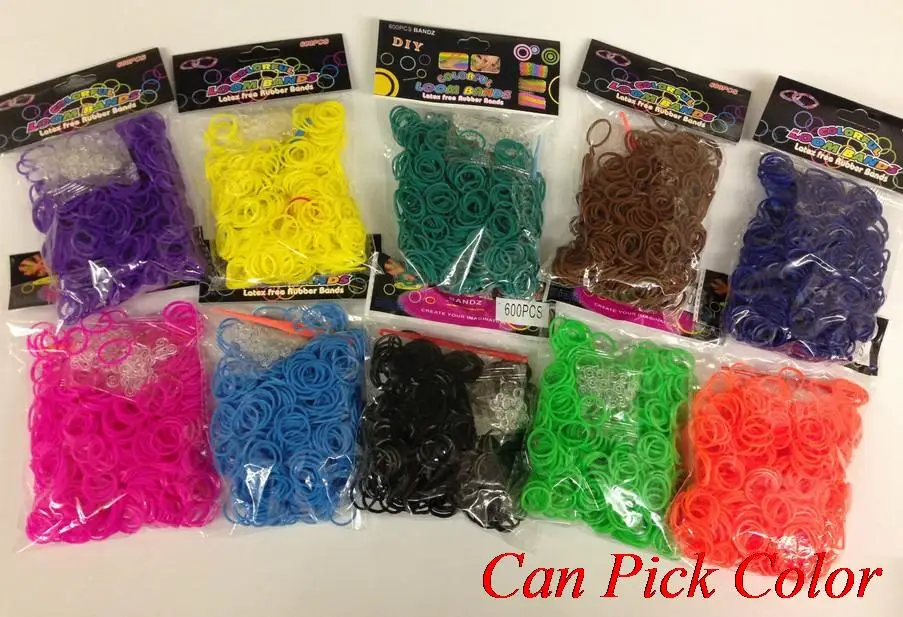 

jyu56os 600 bands+24 S-Clips/pack Elastic Rubber Candy Colorful Bracelet Loom Bands Multy DIY Silicone Refills