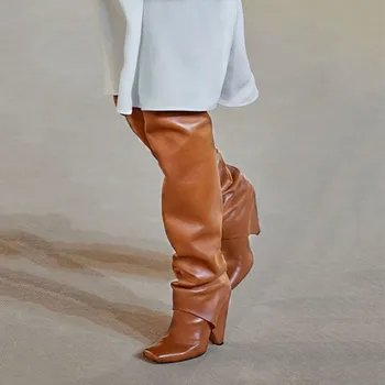 New Femmes Bottes T Show 10CM Spike High Heels Overknee Thigh High Trendy Boots Square Toe Fold Leather Motorcycle Shoes Woman
New Femmes Bottes T Show 10CM Spike High Heels Overknee Thigh High Trendy Boots Square Toe Fold Leather Motorcycle Shoes Woman