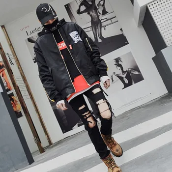 Homens negros jeans rasgado destruído afligido skinny jeans pants mens hip hop punk rock jeans streetwear night club roupas DJ
Homens negros jeans rasgado destruído afligido skinny jeans pants mens hip hop punk rock jeans streetwear night club roupas DJ