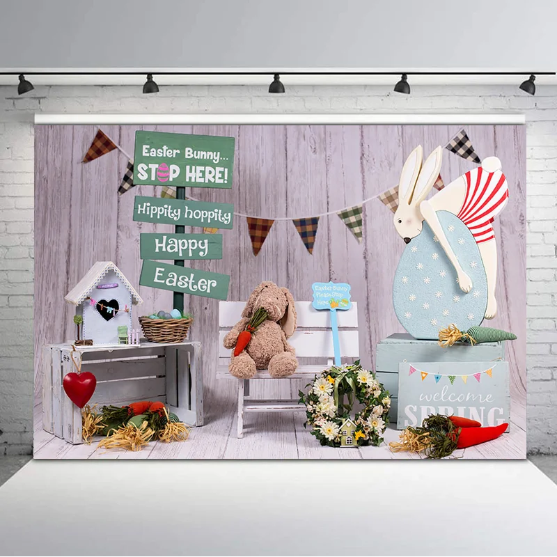 Welcome Spring Photography Backdrops Easter Bunny Toy Carrot Wreath Photo Background Children Backgrounds for Photo Studio
Welcome Spring Photography Backdrops Easter Bunny Toy Carrot Wreath Photo Background Children Backgrounds for Photo Studio