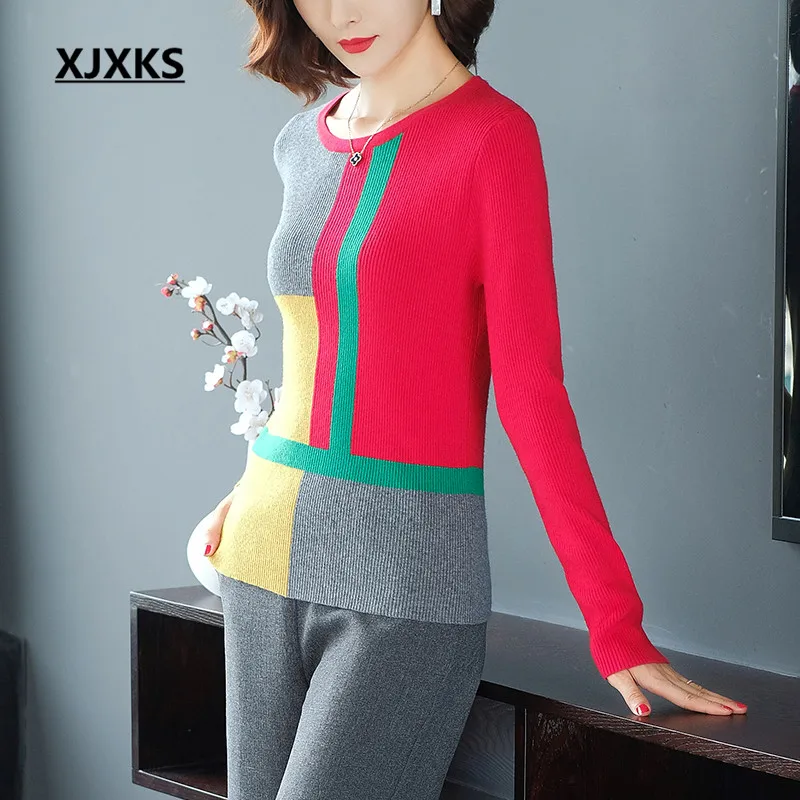 XJXKS Splice Slim comfortable cashmere knitted sweater women pullover 2019 autumn and winter new high quality women's sweater
XJXKS Splice Slim comfortable cashmere knitted sweater women pullover 2019 autumn and winter new high quality women's sweater