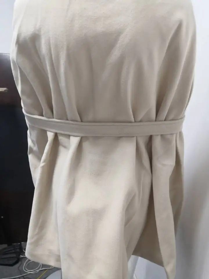 RUGOD Korean New Style Solid Color Loose Cape Coat Collect Waist Woolen Medium Long Coat Women Winter Tops For Woman
