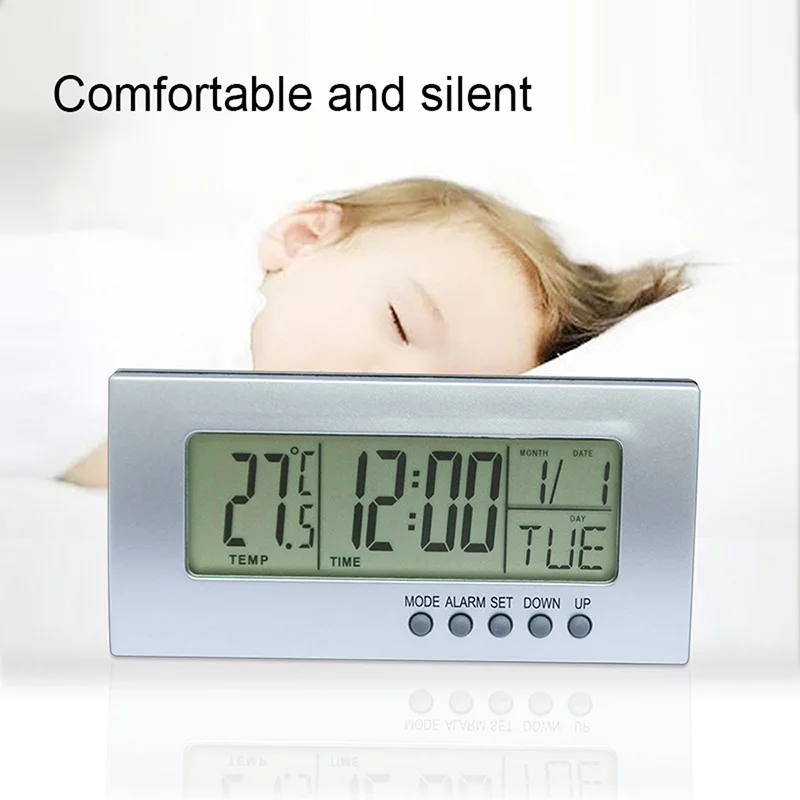 Generic Digital Clock 12/24H Alarm Clock Temperature Display For
