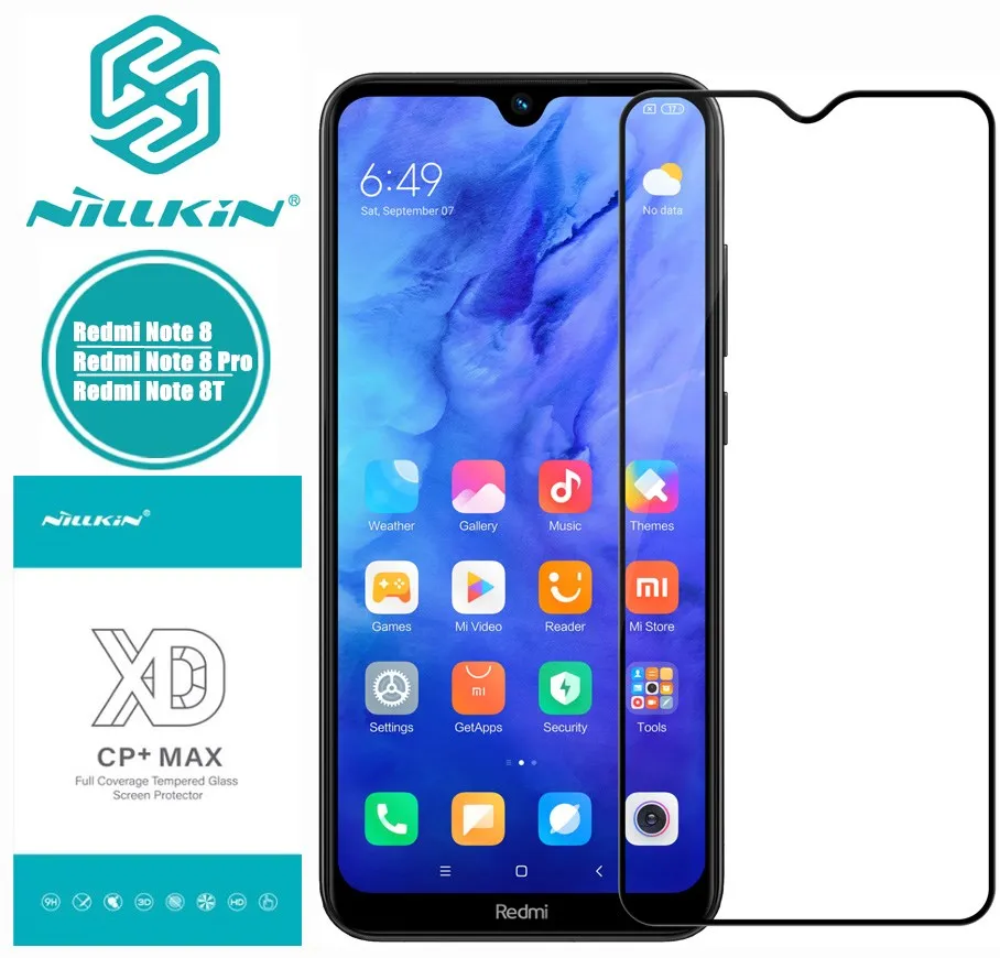 Redmi Note 8T закаленное стекло для Xiaomi 8 Pro защита экрана Nillkin XD CP + MAX полное покрытие