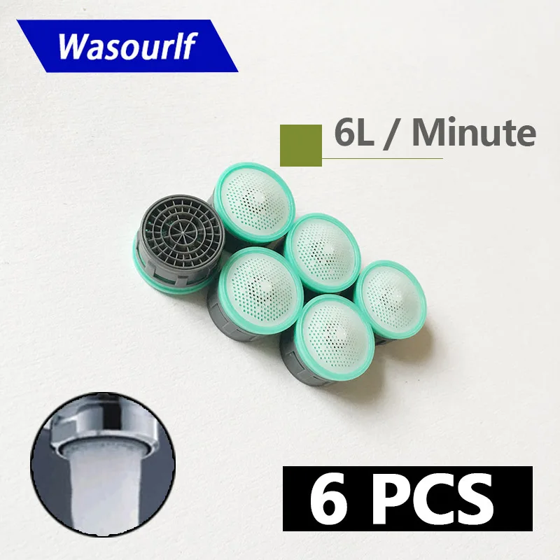 

WASOURLF 6 PCS Water Saving Faucet Aerator 4L 6L 8L M24 Male M22 Female Thread Tap Spout Head Bubbler Wholesale Bath Accessories