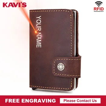 KAVIS Genuine Leather Automatic Card Holder Men ID Aluminum Alloy Anti-Degaussing Card Wallets Case Coin Holder Male Free Name
KAVIS Genuine Leather Automatic Card Holder Men ID Aluminum Alloy Anti-Degaussing Card Wallets Case Coin Holder Male Free Name