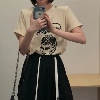 L Vintage Figure Embroidered Loose Short Sleeve T-shirt WOMEN'S Dress 
L Vintage Figure Embroidered Loose Short Sleeve T-shirt WOMEN'S Dress