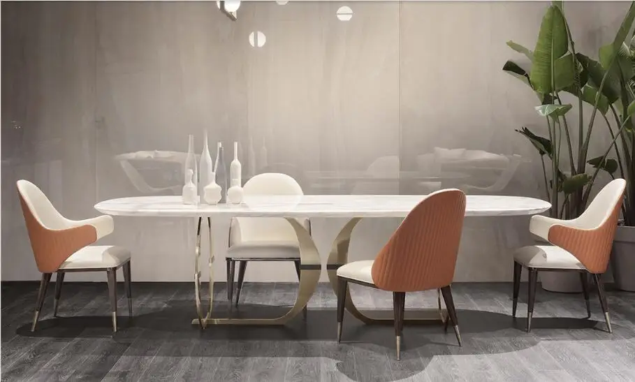 Light luxury marble dining table rectangular villa family dining table Nordic dining table chair combination
Light luxury marble dining table rectangular villa family dining table Nordic dining table chair combination