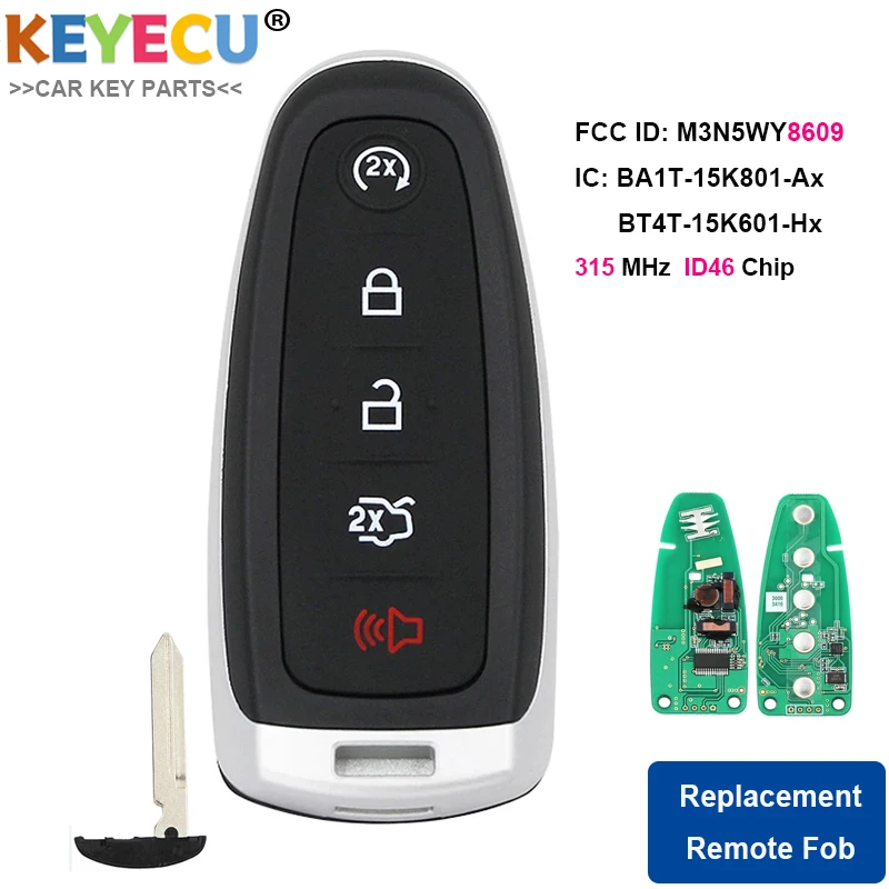 KEYECU умный дистанционный Автомобильный ключ для Ford C-max Edge Escape Explore экспедиция Flex