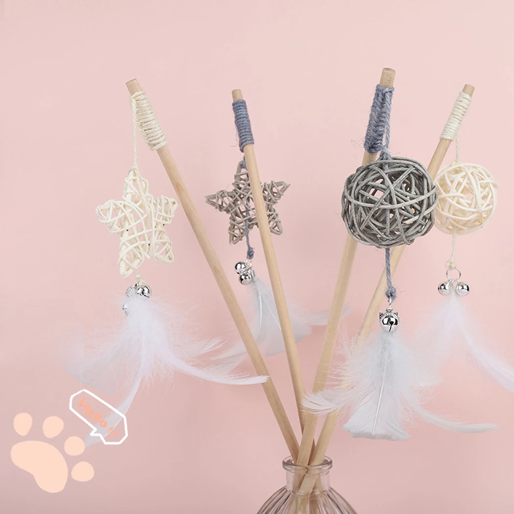 Pet Cat Teaser Toys Feather Star Rattan Ball Cat Catcher Teaser Stick Cat Interactive Toys with Mini Bell for Cats Kitten
Pet Cat Teaser Toys Feather Star Rattan Ball Cat Catcher Teaser Stick Cat Interactive Toys with Mini Bell for Cats Kitten