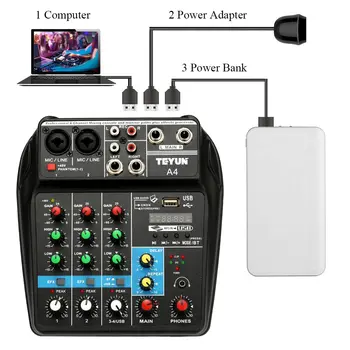 TU04 BTSound Mixing Console Record 4Channels Sound 48V Phantom Power Monitor AUX Paths Plus Effects Audio Mixer with USB
TU04 BTSound Mixing Console Record 4Channels Sound 48V Phantom Power Monitor AUX Paths Plus Effects Audio Mixer with USB