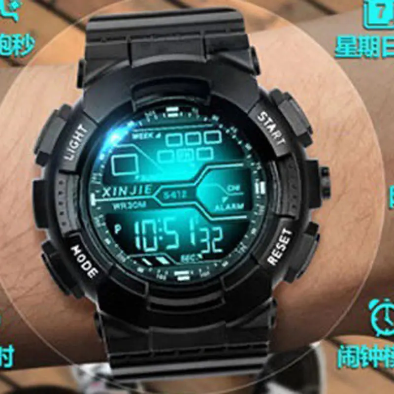 Многофункциональные цифровые наручные часы с подсветкой новые мужские