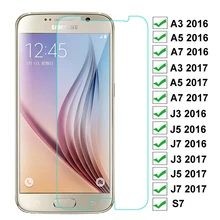 Verre trempé de protection solide de type 9H pour Samsung Galaxy, film de protection d'écran transparent compatible avec les modèles S7 A3 A5 A7 2017 et J3 J5 J7 2016 2017,=