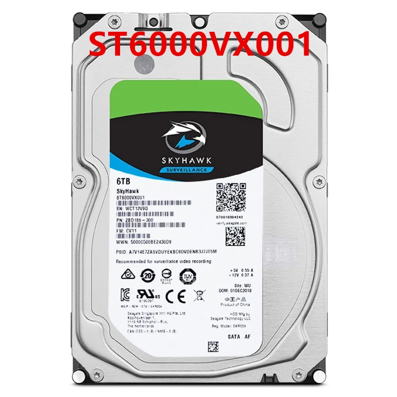 

New Original HDD For Seagate Skyhawk 6TB 3.5" SATA 256MB 5400RPM For Internal Hard Disk For Surveillance HDD For ST6000VX001