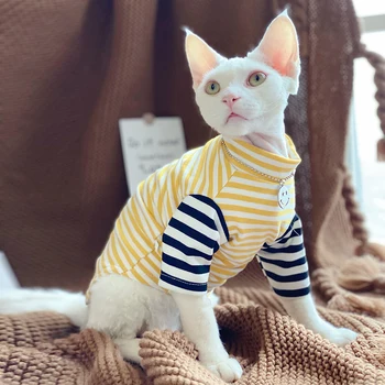 Autumn And Winter Pet Clothing Hairless Cat Clothing Sphinx Short Feet Warm Thickened Cotton Stripe Cute Cat Clothing
Autumn And Winter Pet Clothing Hairless Cat Clothing Sphinx Short Feet Warm Thickened Cotton Stripe Cute Cat Clothing