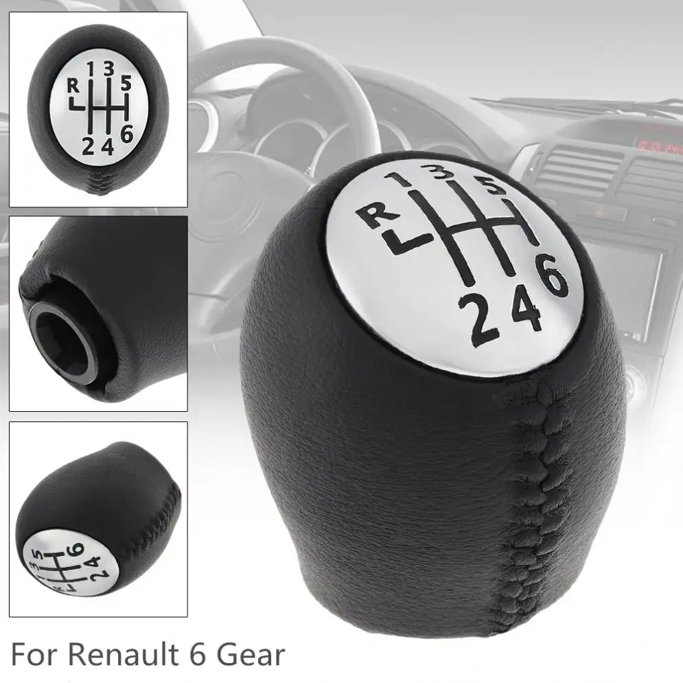 

6 Speeds ABS Plastic + Leather Car Manual Gear Shift Handball Knob for Renault Megane Clio Laguna Scenic / Vauxhall Opel