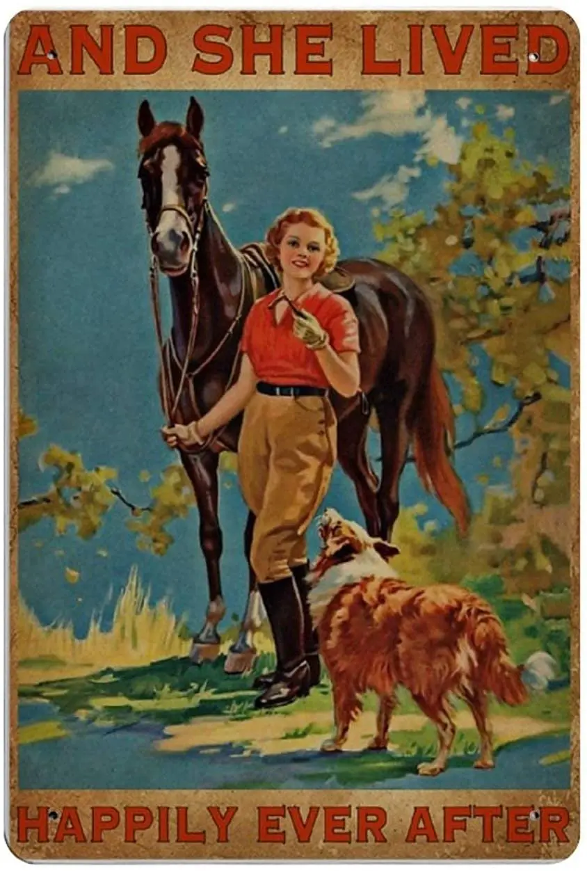 Retro Vintage Metal Sign Lived Happily Horse Dog Reproduction Metal Tin Sign Wall Decor for Cafe Bar Pub Home 8" X 12"
Retro Vintage Metal Sign Lived Happily Horse Dog Reproduction Metal Tin Sign Wall Decor for Cafe Bar Pub Home 8" X 12"