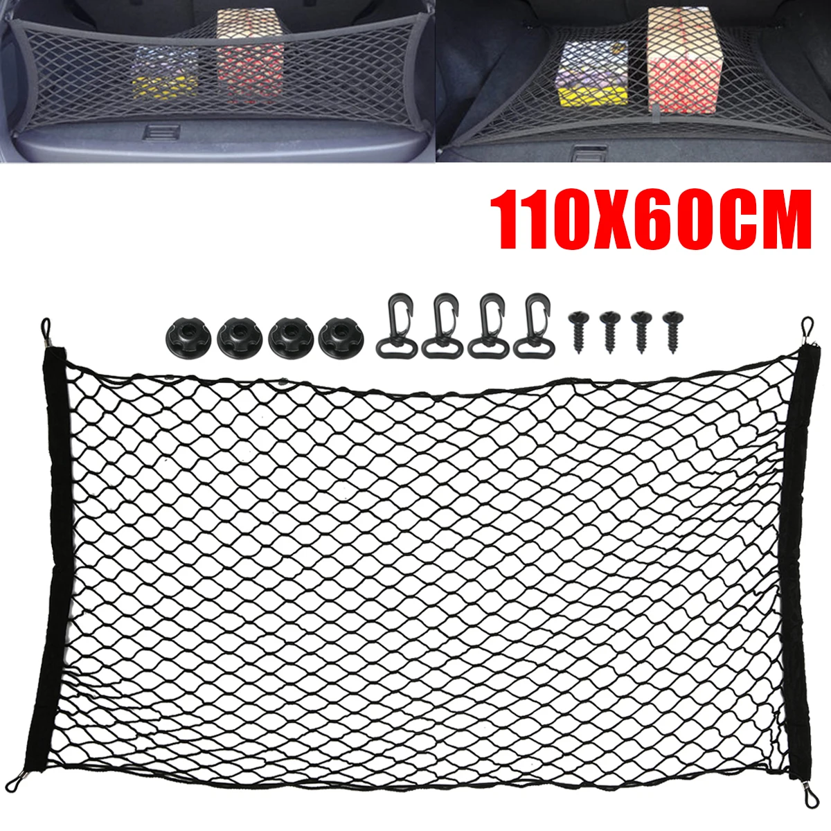 Car Trunk Nets 110x60cm Elastic Strong Nylon Cargo Luggage Storage Organizer Net Mesh With Hooks For Car Van Pickup SUV MPV
Car Trunk Nets 110x60cm Elastic Strong Nylon Cargo Luggage Storage Organizer Net Mesh With Hooks For Car Van Pickup SUV MPV