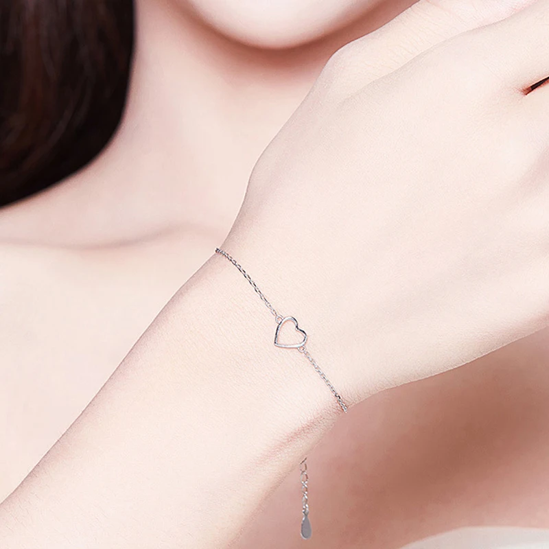 Genuine 925 Sterling Silver Open Heart on Rolo Chain Bracelet Women Charm Bracelets Simple Girlfriend Jewelry 16cm
Genuine 925 Sterling Silver Open Heart on Rolo Chain Bracelet Women Charm Bracelets Simple Girlfriend Jewelry 16cm