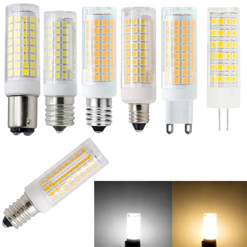 

Dimmable LED Light Bulbs Mini G4 G9 BA15D E11 E12 E14 E17 9W 102 LEDs Corn Bulbs Replace 80W Halogen Lamps 220V 110V for Home